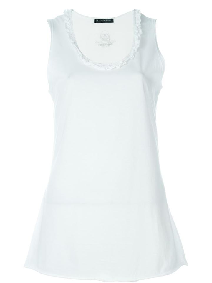 Alexander Mcqueen Frill Trim Tank Top, Women's, Size: 44, White, Cotton/polyester