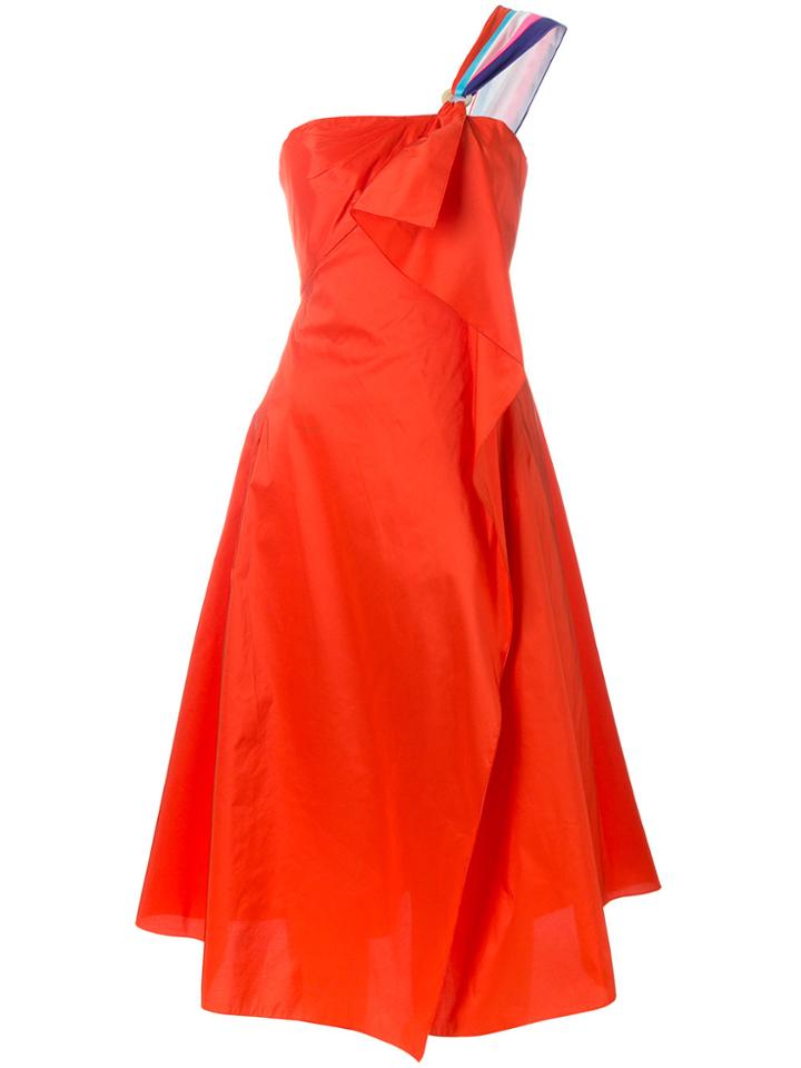 Peter Pilotto One Shoulder Taffeta Prom Dress - Red