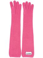 Ganni Logo Ribber Gloves - Pink