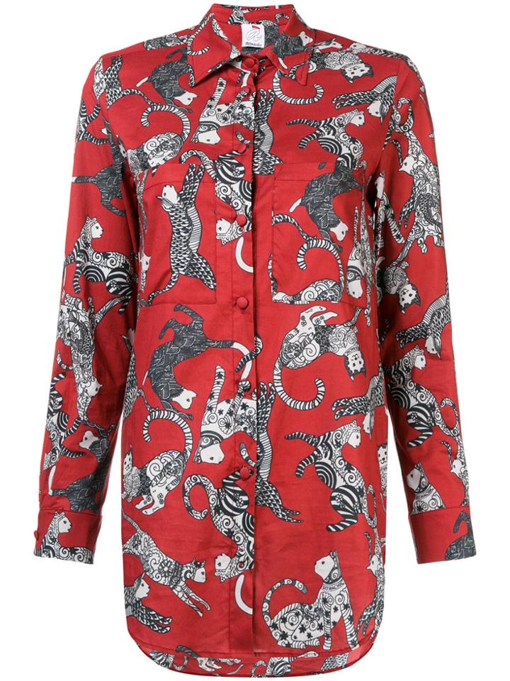 Ultràchic Cat Print Shirt - Red