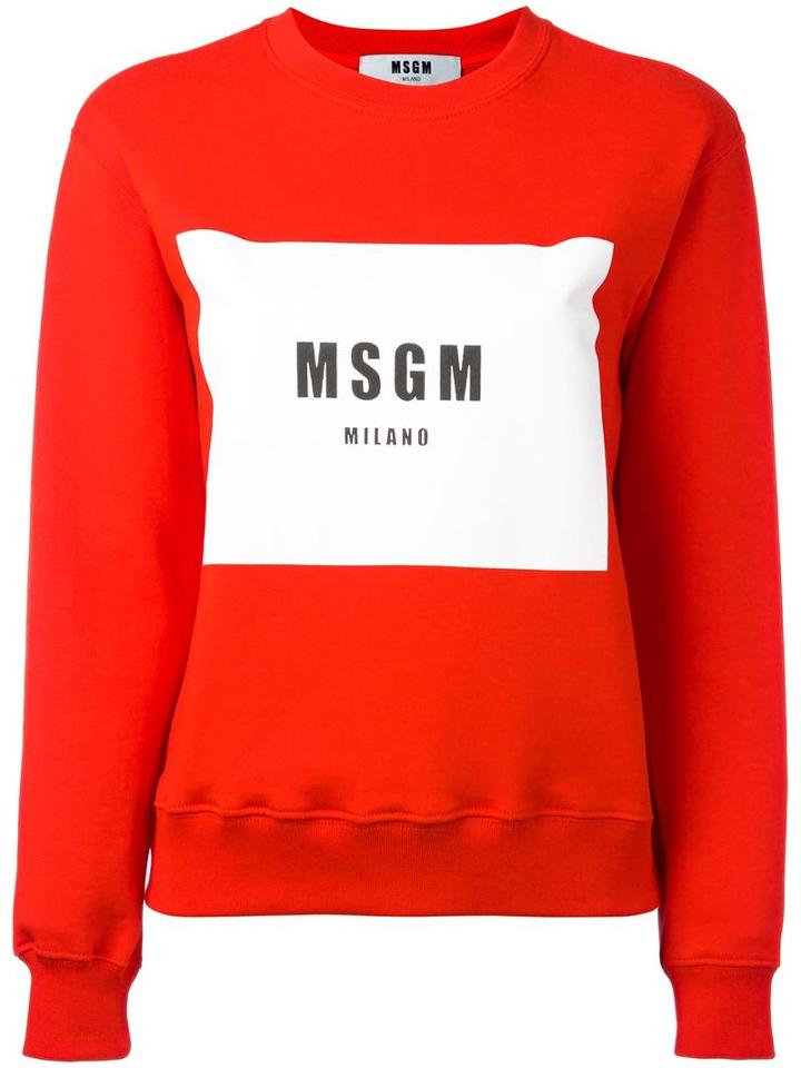 Msgm Logo Print Sweatshirt, Women's, Size: Large, Red, Cotton