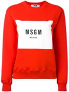 Msgm Logo Print Sweatshirt, Women's, Size: Large, Red, Cotton