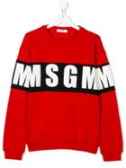 Msgm Kids Logo Colour-block Sweatshirt - Red