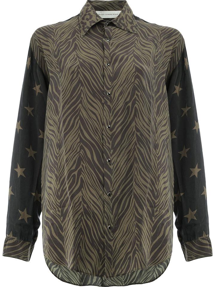 Faith Connexion Print Mix Long Sleeve Shirt, Women's, Size: Medium, Black, Silk