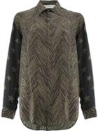 Faith Connexion Print Mix Long Sleeve Shirt, Women's, Size: Medium, Black, Silk