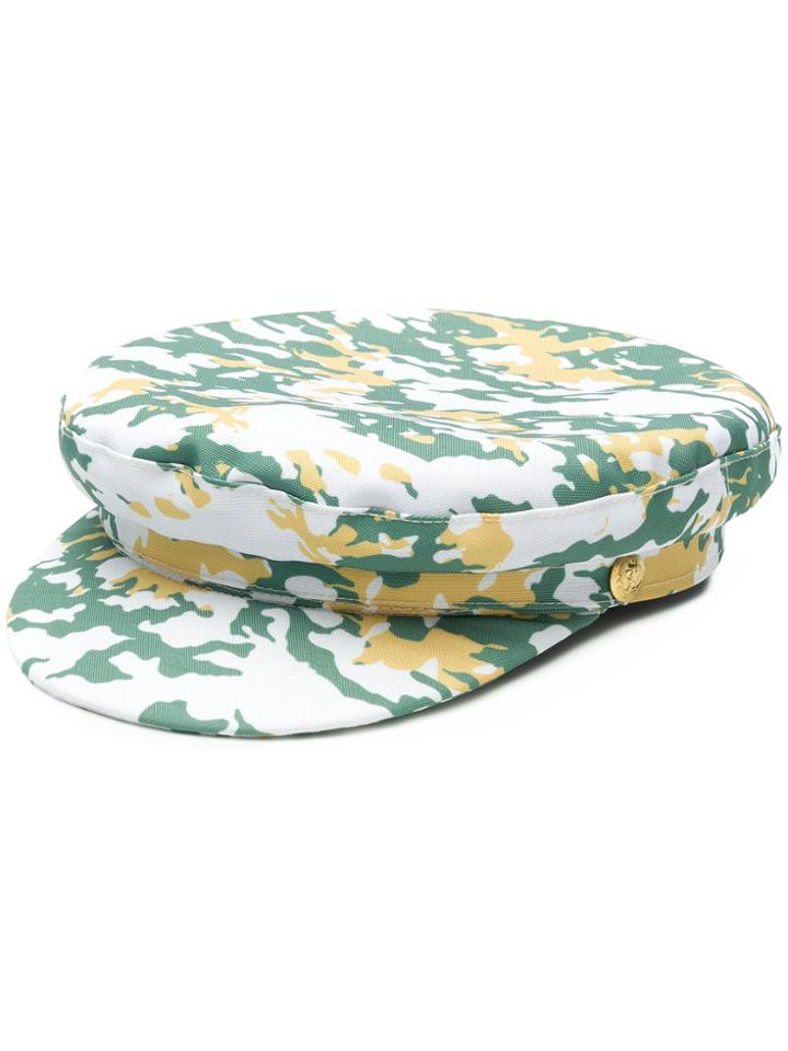 Manokhi Camouflage Print Biker Cap - White