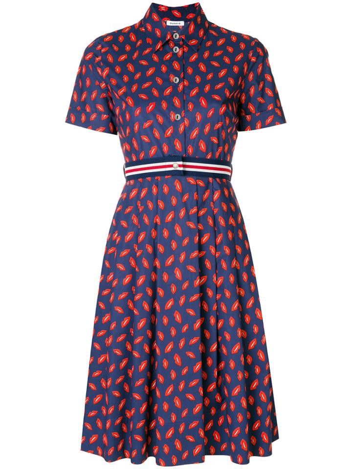 P.a.r.o.s.h. Fitted Lips Shirt Dress - Blue