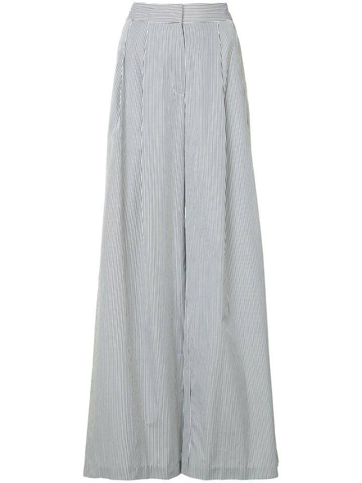 Adam Lippes - Pleated Sides Palazzo Trousers - Women - Cotton - 12, White, Cotton