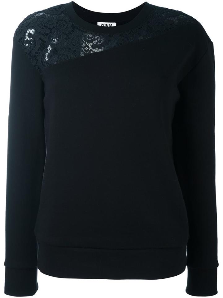 Sonia By Sonia Rykiel Lace Detail Sweatshirt, Women's, Size: Small, Black, Cotton/lyocell