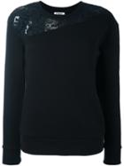 Sonia By Sonia Rykiel Lace Detail Sweatshirt, Women's, Size: Small, Black, Cotton/lyocell
