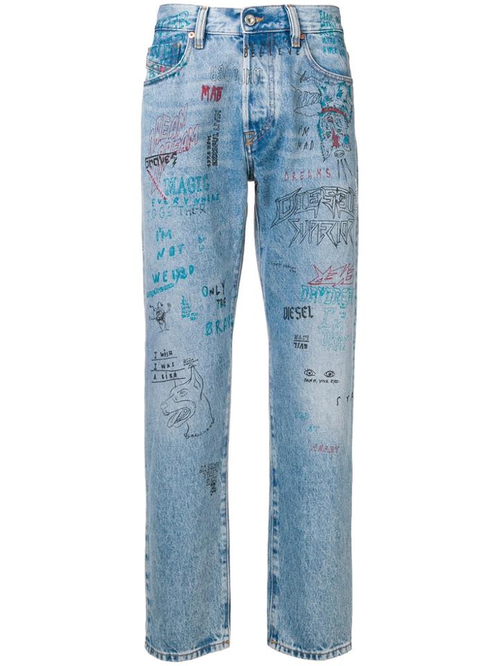 Diesel Grafitti Jeans - Blue