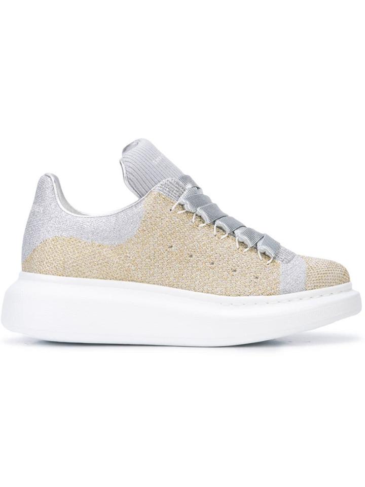 Alexander Mcqueen Glitter Oversized Sole Sneakers - Silver