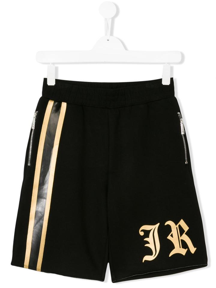 John Richmond Kids Logo Print Track Shorts - Black