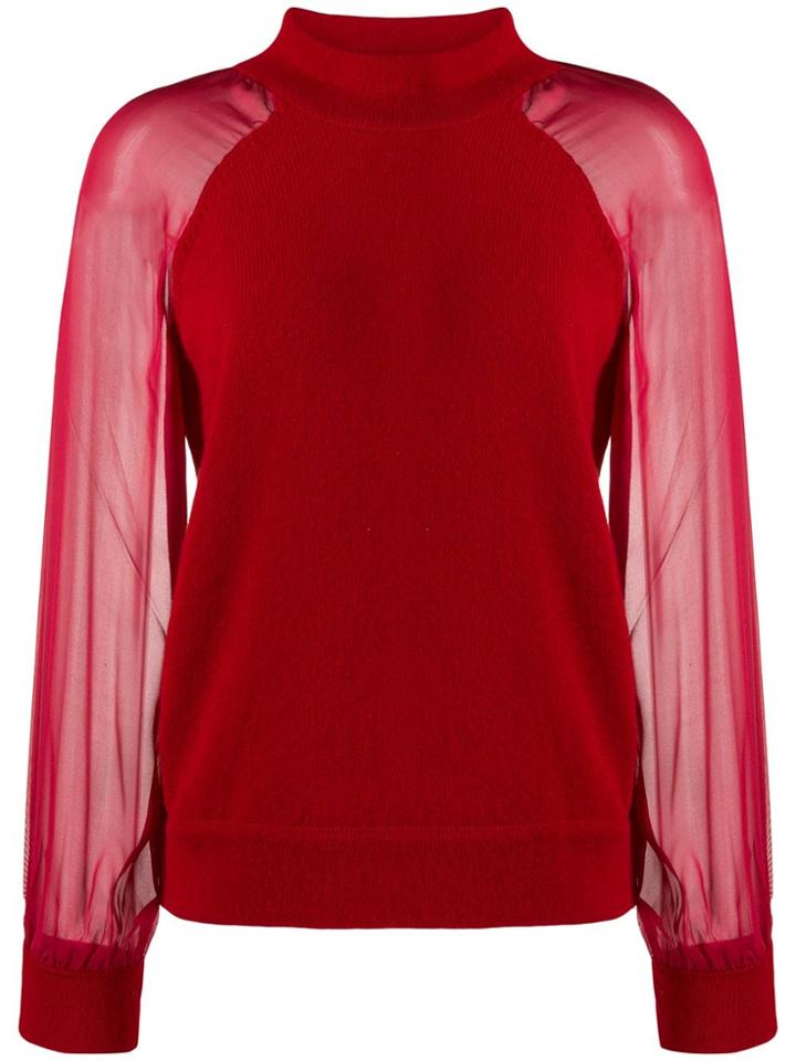 Federica Tosi Funnel-neck Contrast Sweater - Red