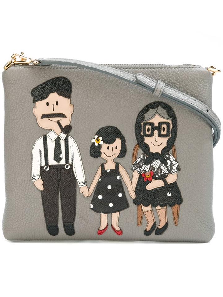 Dolce & Gabbana Family Patch Crossbody Bag, Women's, Grey