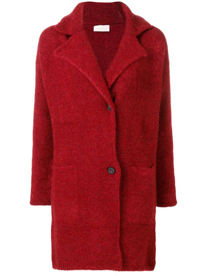 Chiara Bertani Wide Lapel Cardi-coat - Red