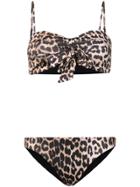 Ganni Leopard Print Bikini - Neutrals