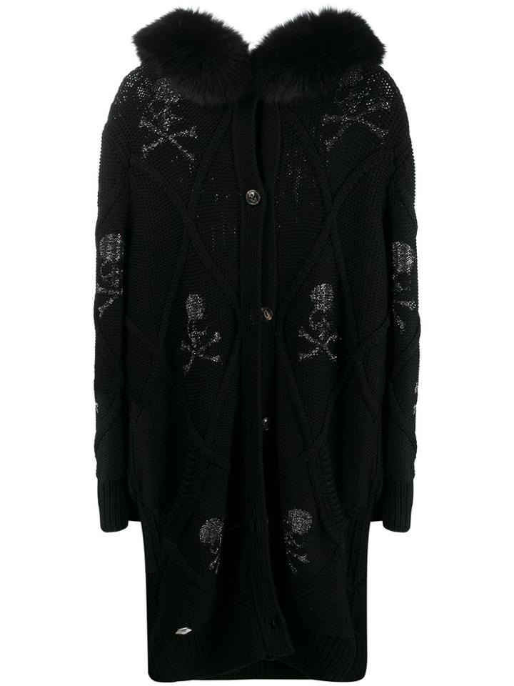 Philipp Plein Knit Skull Hoodie - Black
