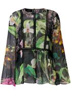 Clips Floral Print Sheer Blouse - Multicolour