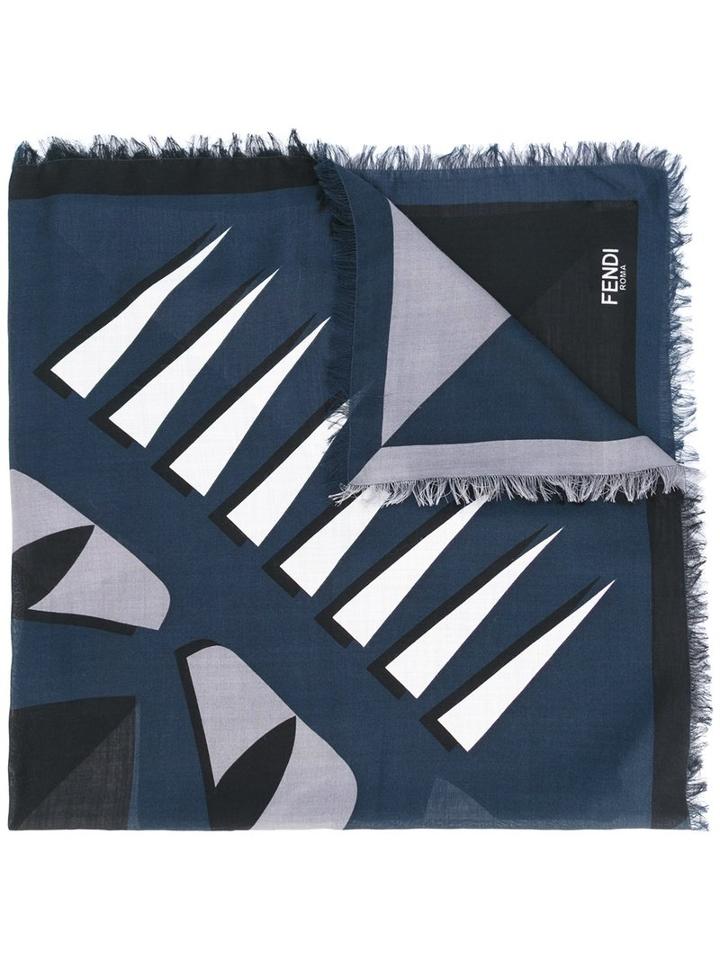 Fendi - Printed Scarf - Men - Silk/wool - One Size, Blue, Silk/wool