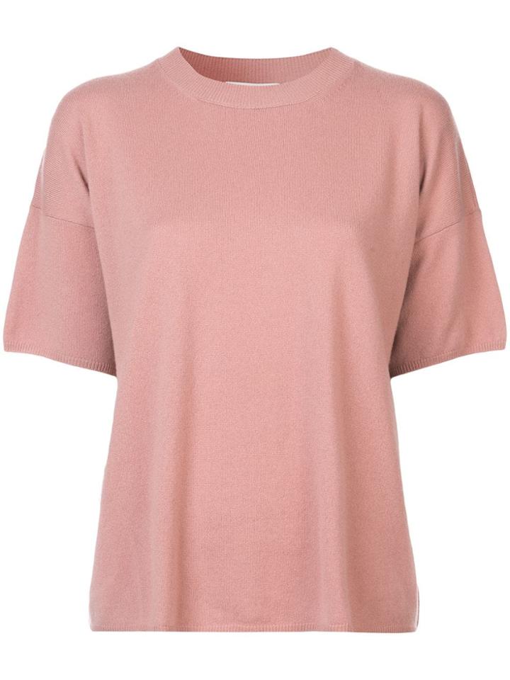 Mansur Gavriel Short Sleeve Knitted Top - Pink & Purple