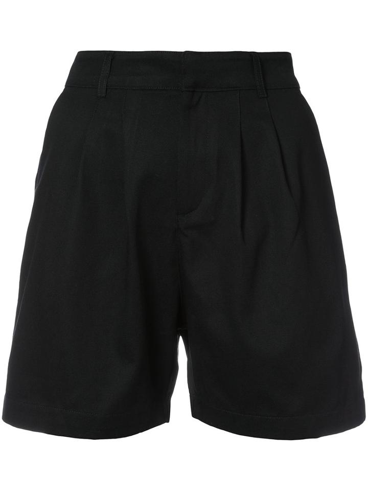 Anine Bing - Pleat Detail Shorts - Women - Cotton - Xs, Black, Cotton