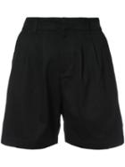 Anine Bing - Pleat Detail Shorts - Women - Cotton - Xs, Black, Cotton