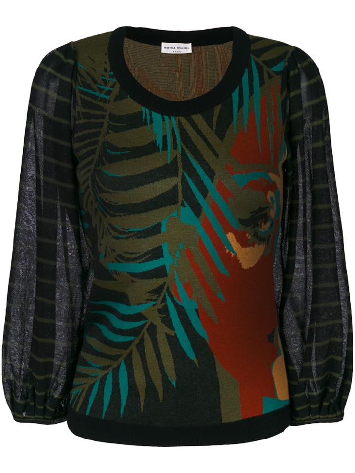 Sonia Rykiel Intarsia Motif Striped Jumper - Green