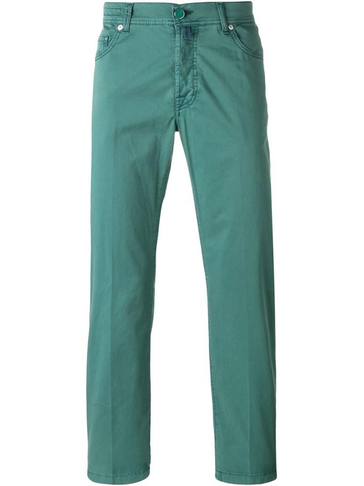 Kiton Straight Leg Jeans, Men's, Size: 34, Green, Cotton/spandex/elastane