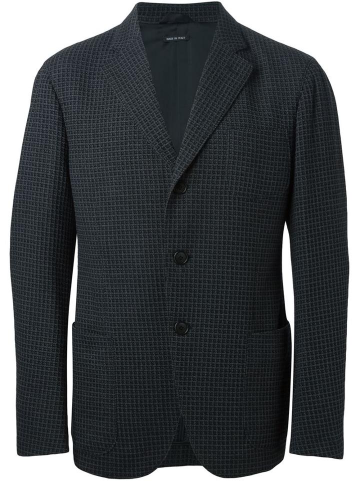 Giorgio Armani Three Button Blazer, Men's, Size: 56, Grey, Polyester/spandex/elastane/virgin Wool