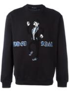 Dolce & Gabbana Musician Patch Sweatshirt, Men's, Size: 46, Black, Cotton/wool/acrylic/viscose
