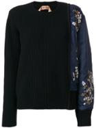 No21 Brocade Sleeved Sweater - Black