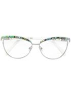Emilio Pucci - Cat Eye Shaped Glasses - Women - Acetate/metal (other) - One Size, White, Acetate/metal (other)