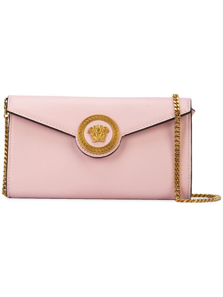 Versace Foldover Medusa Clutch - Pink & Purple