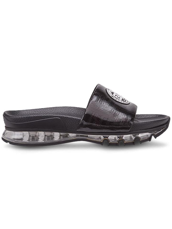 Fendi Logo Patch Sandals - Black