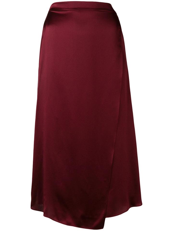 Vince Satin Midi Skirt - Red