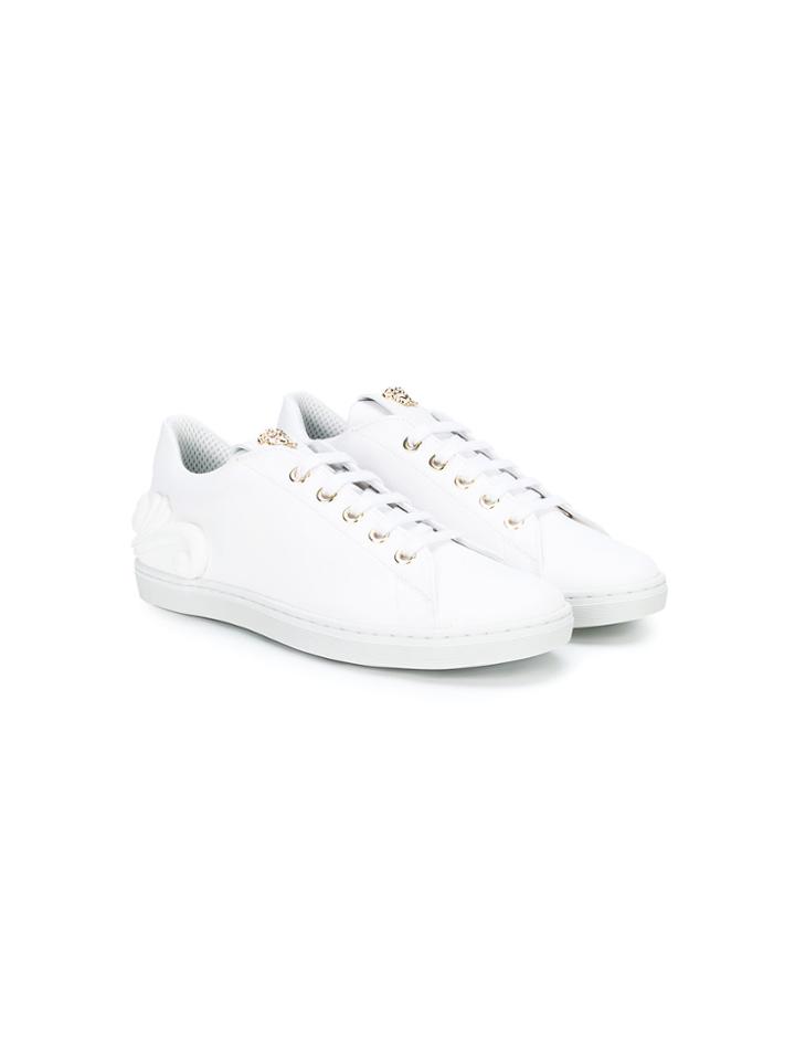 Young Versace Teen Lace-up Sneakers - White