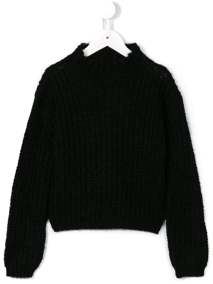 Ermanno Scervino Junior Ribbed Roll Neck Jumper, Girl's, Size: 8 Yrs, Black