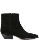 Saint Laurent Frayed-edge Pointed Ankle Boots - Black