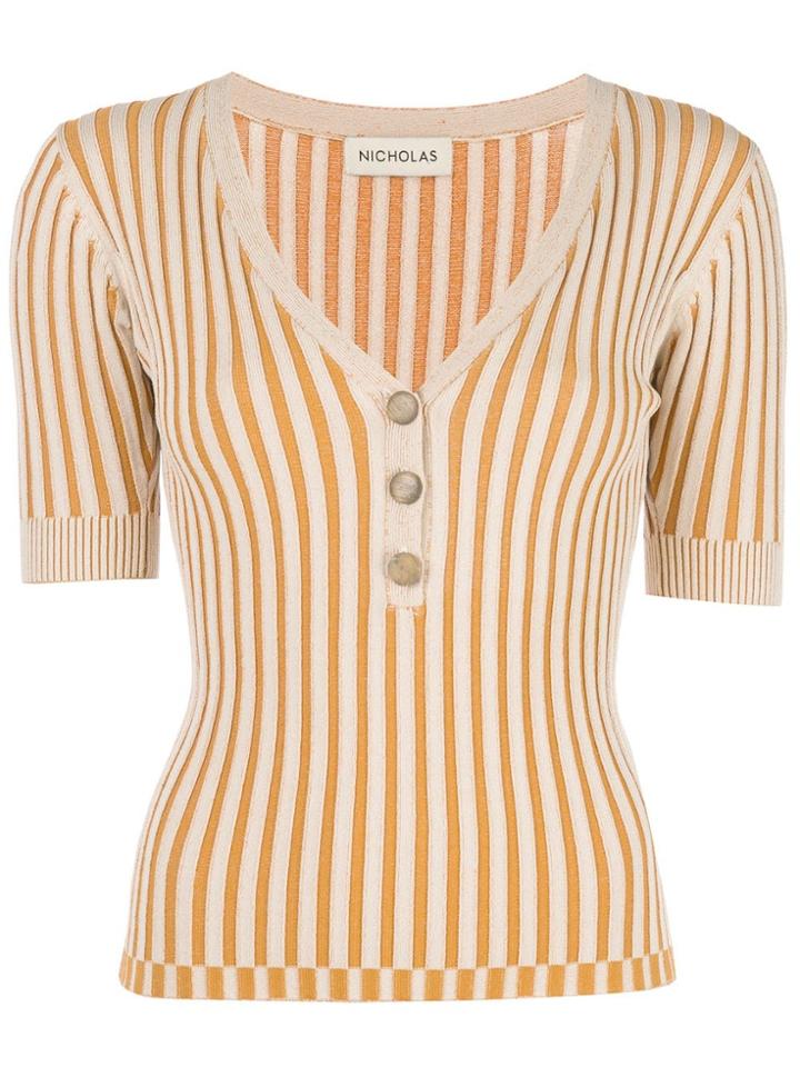 Nicholas Striped Pattern Jersey Top - Neutrals