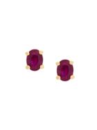 Wouters & Hendrix Gold Ruby Stud Earrings - Pink & Purple