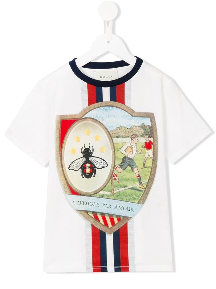 Gucci Kids Shield Print T-shirt, Boy's, Size: 8 Yrs, White