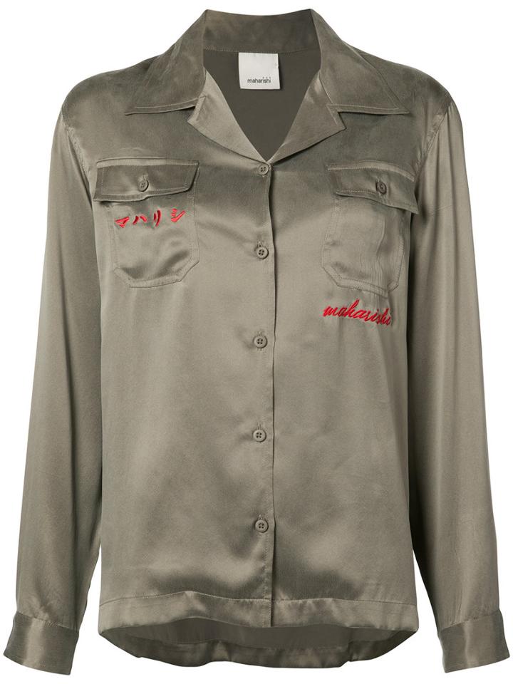 Maharishi - Embroidered Blouse - Women - Silk - 10, Green, Silk