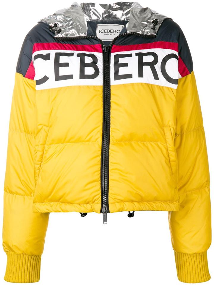 Iceberg Logo Print Puffer Jacket - Yellow & Orange