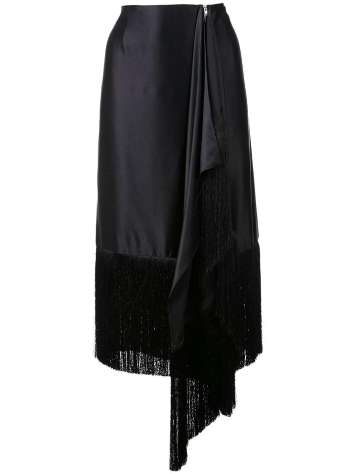 Marques'almeida Fringed Asymmetric Skirt - Black
