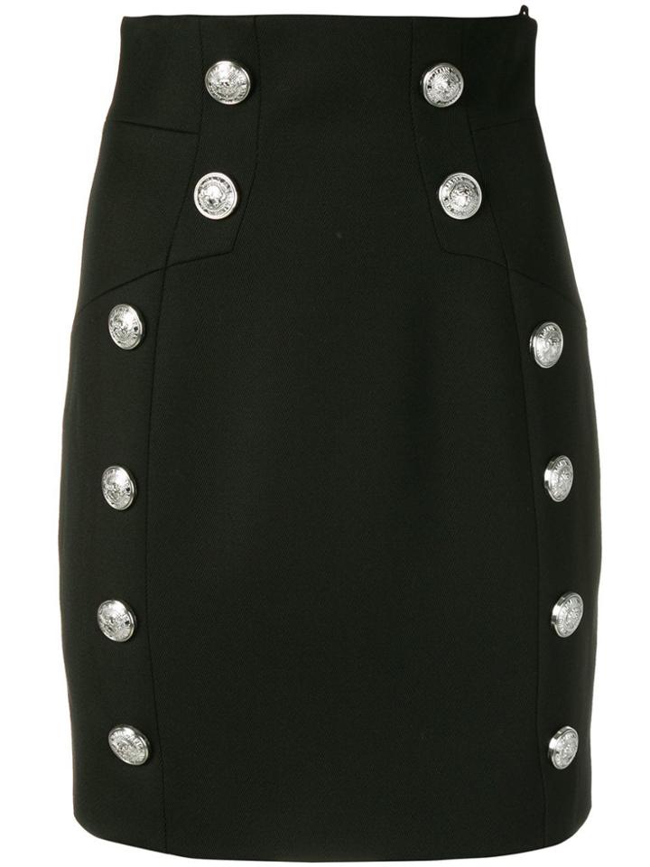 Balmain High Waist Pencil Skirt - Black
