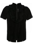 Andrea Bogosian Fringed Silk T-shirt - Black