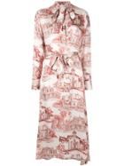 Co House Print Midi Dress - White