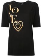 Love Moschino Love Print T-shirt, Women's, Size: 38, Black, Cotton/modal