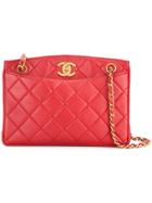 Chanel Vintage Quilted Cc Logo Chain Shoulder Bag - Red